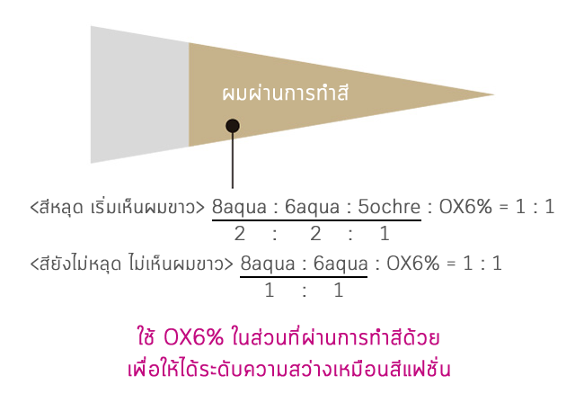 ถ้าส่วนผมขึ้นใหม่กับส่วนที่ผ่านการทำสี สีต่อกันแล้วก็สระผมได้เลย